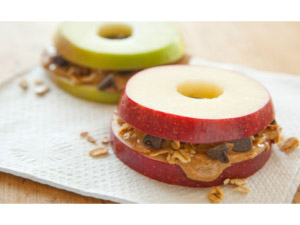 Apple Sandwich with Granola and Peanut Butter